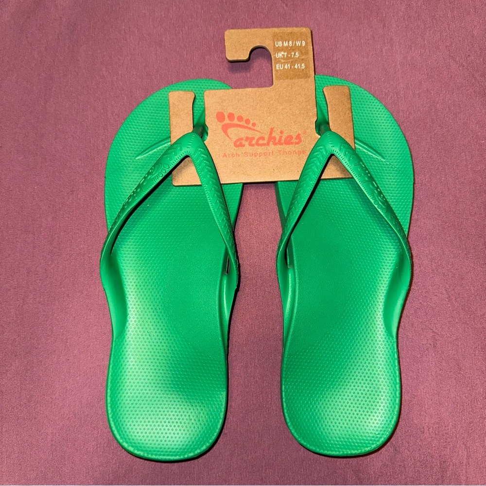 Archie’s flip flops in Kelly green limited edition color